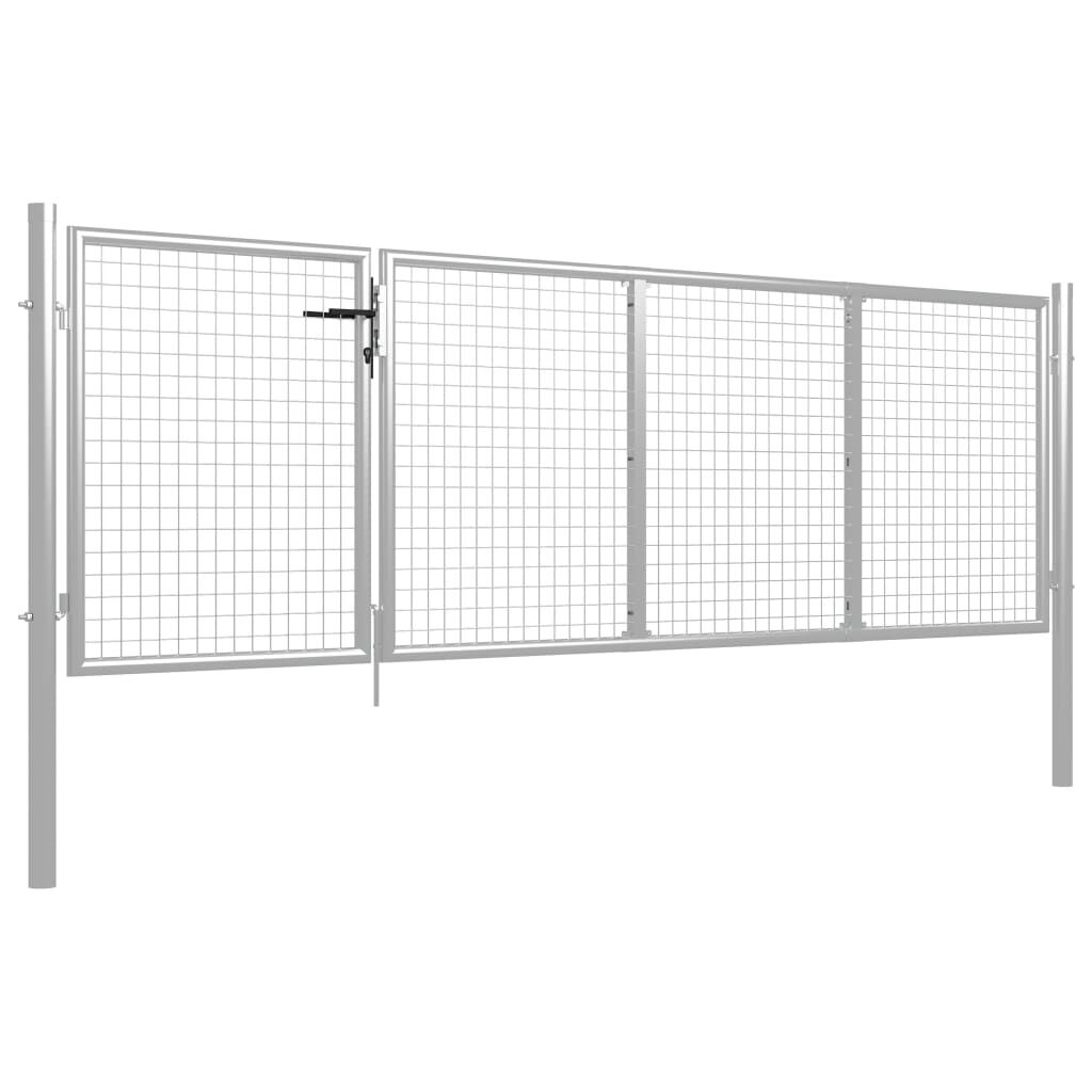 vidaXL Gartentor Stahl 350 x 100 cm Silbern