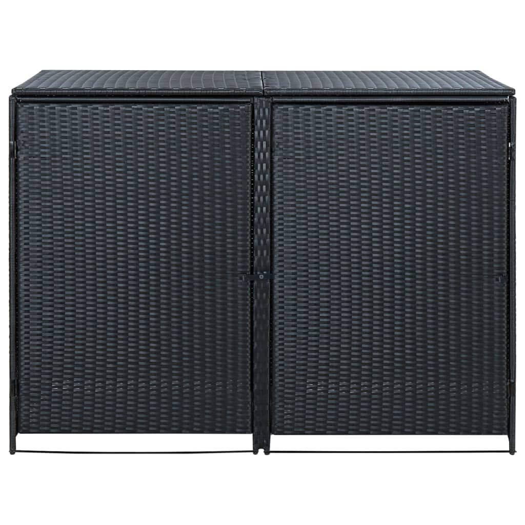 vidaXL Mülltonnenbox für 2 Tonnen Poly Rattan Schwarz 148x80x111 cm