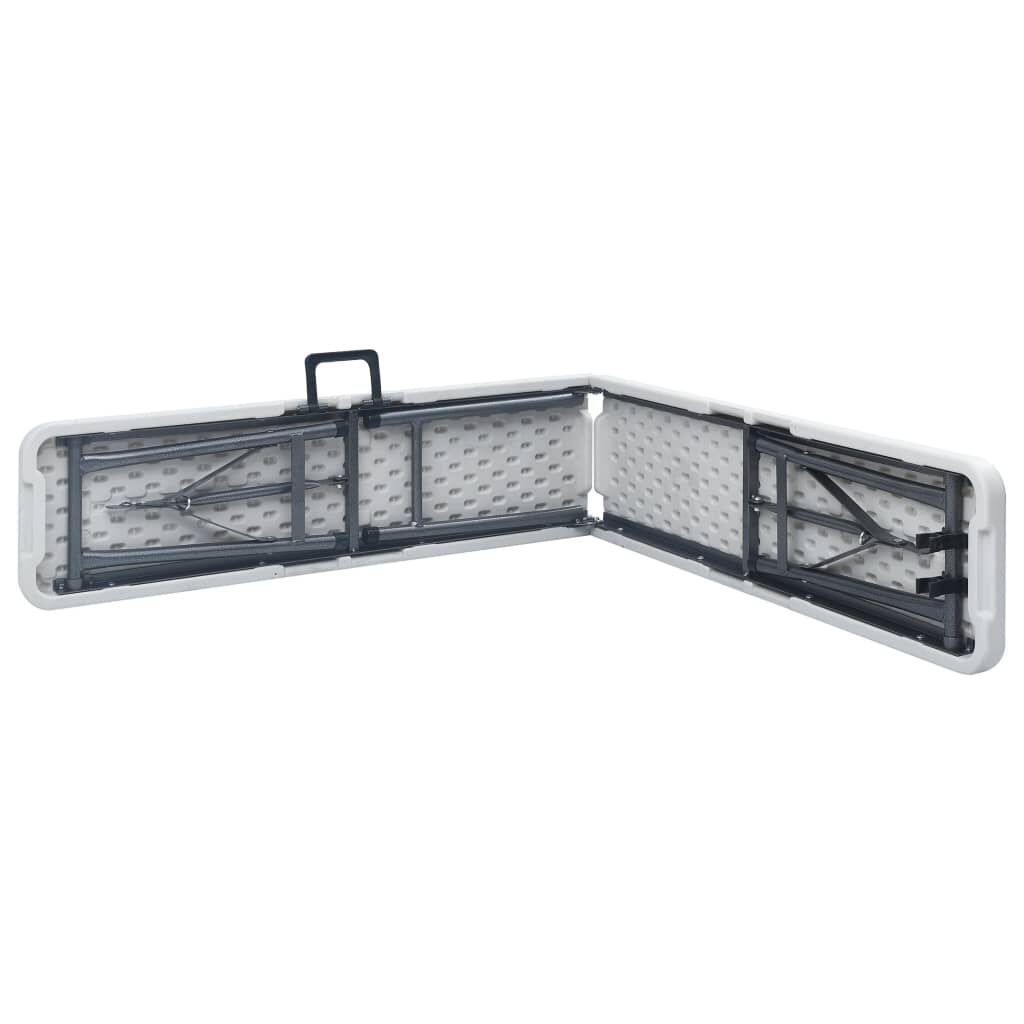 vidaXL Klappbarer Gartentisch mit 2 Bänken 180 cm Stahl und HDPE Weiß