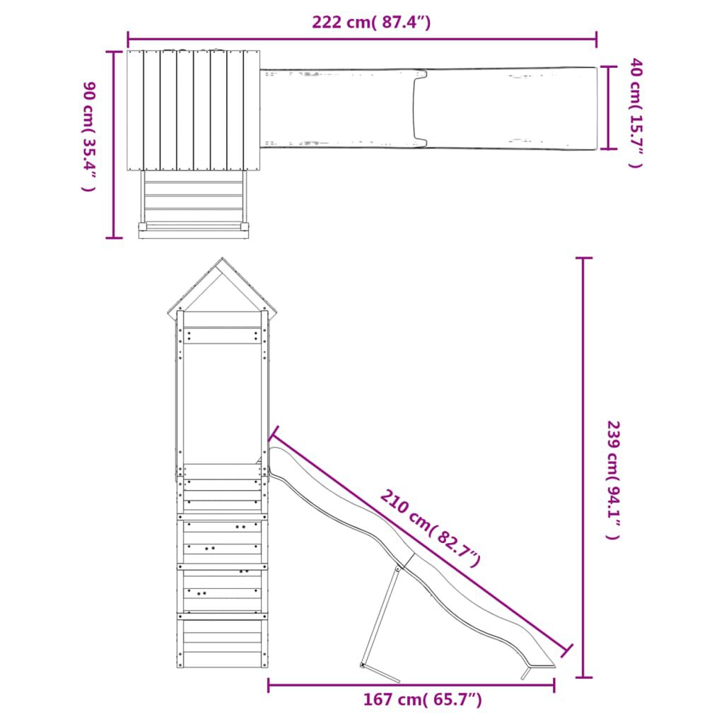 vidaXL Spielturm Imprägniertes Kiefernholz
