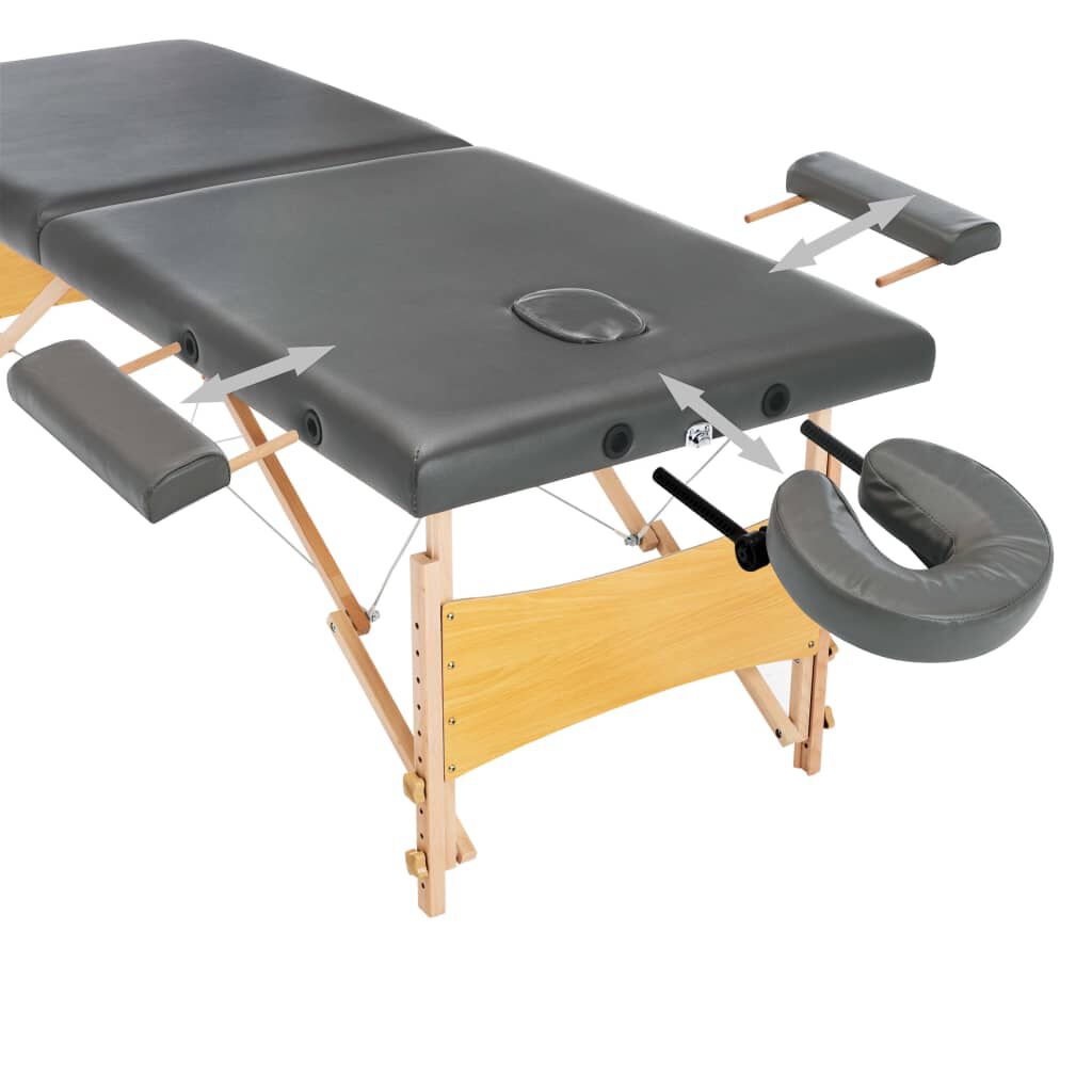 vidaXL Massagetisch mit 2 Zonen Holzrahmen Anthrazit 186×68 cm