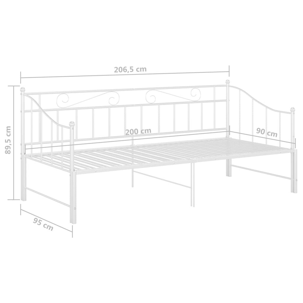 vidaXL Ausziehsofa Bettgestell Weiß Metall 90x200 cm
