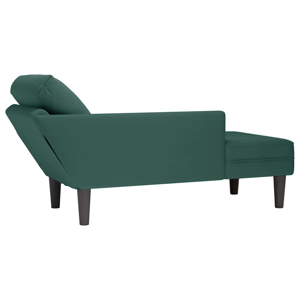 vidaXL Chaiselongue mit Kissen und Rechter Armlehne Dunkelgrün Samt