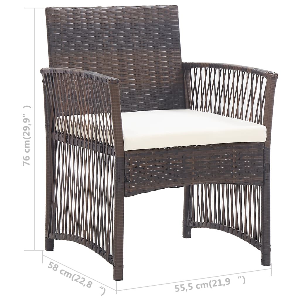 vidaXL 4-tlg. Garten-Lounge-Set mit Auflage Poly Rattan Braun