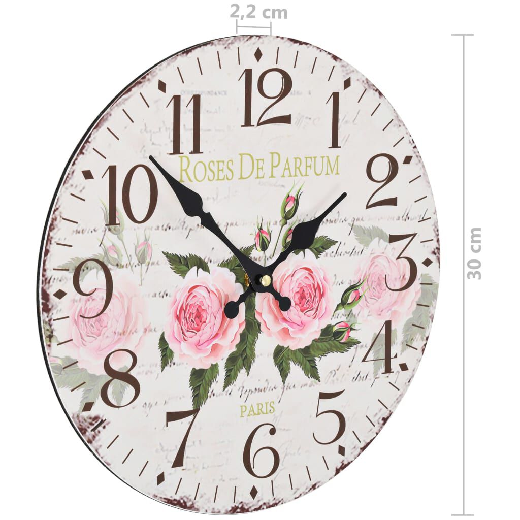 vidaXL Vintage Wanduhr Blumen 30 cm