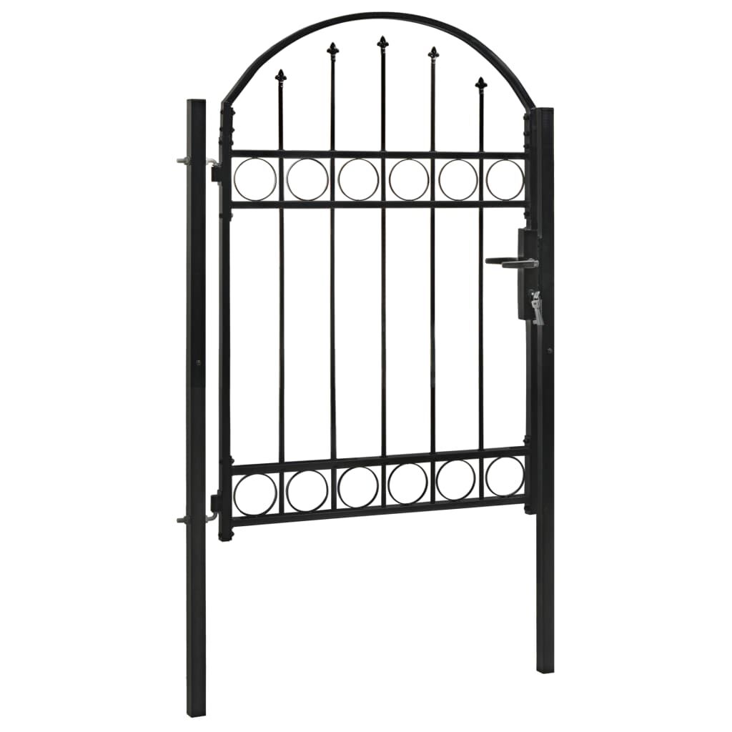 vidaXL Zauntor mit Gewölbter Spitze Stahl 100 x 125 cm Schwarz