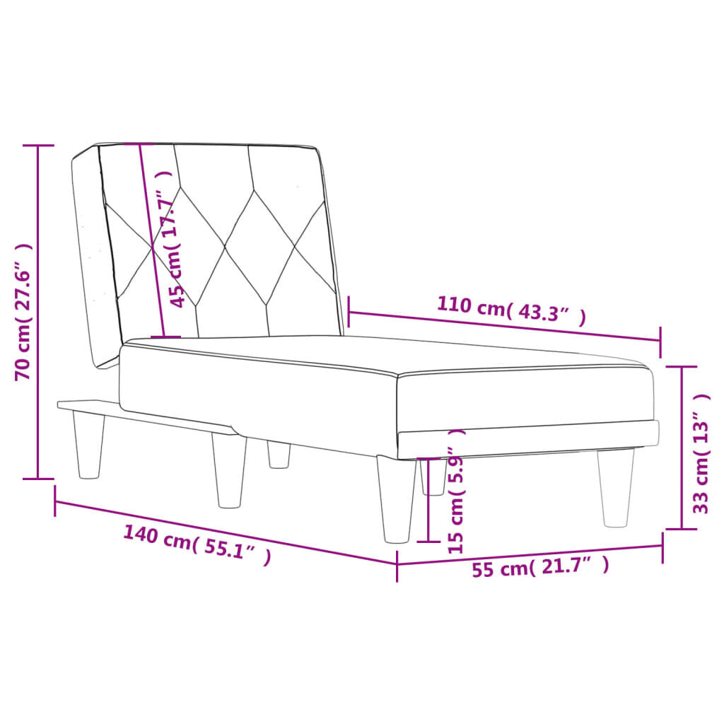 vidaXL Chaiselongue Schwarz Samt