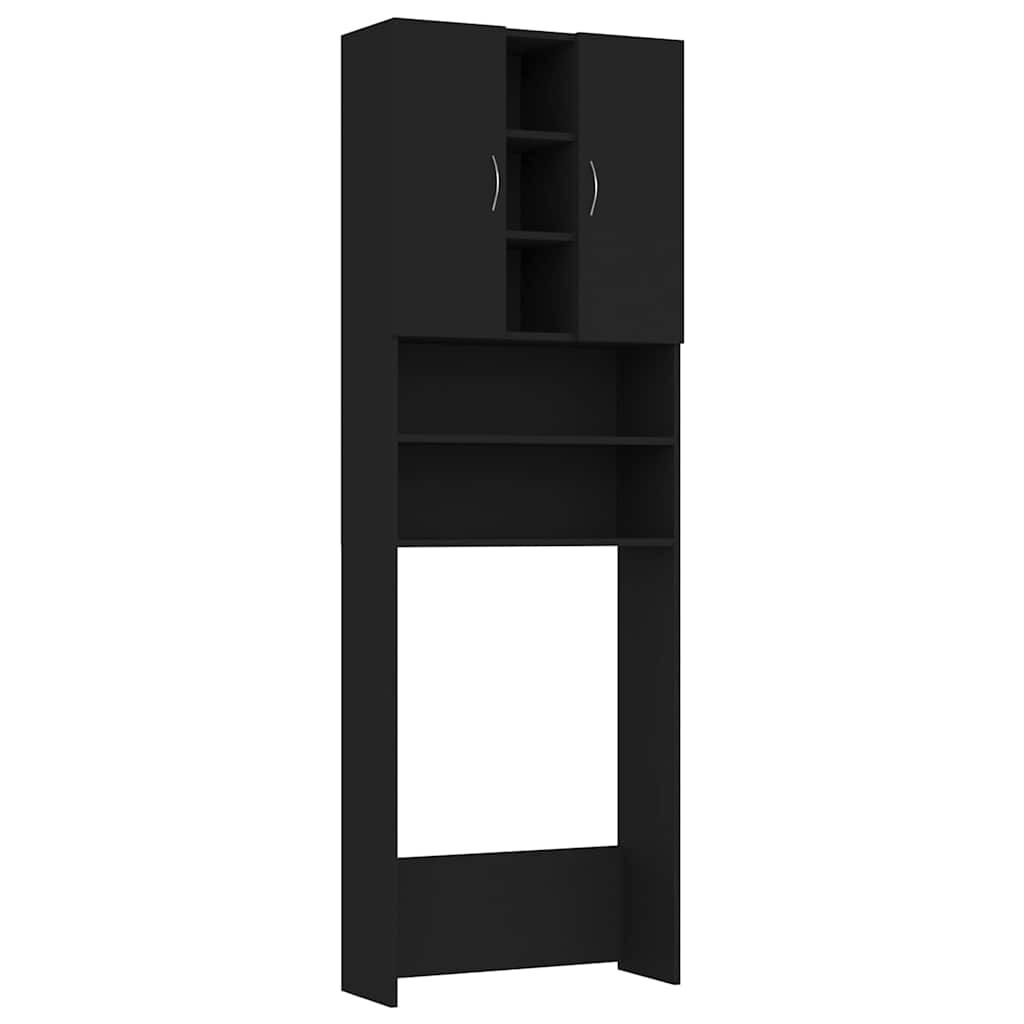 vidaXL Waschmaschinenschrank Schwarz 64x25,5x190 cm