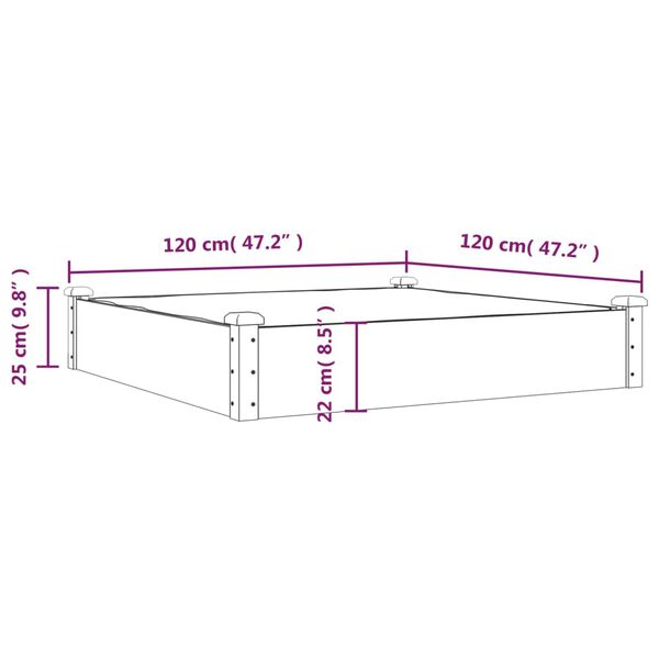 vidaXL Hochbeet mit Einsatz 120x120x25 cm Massivholz Tanne