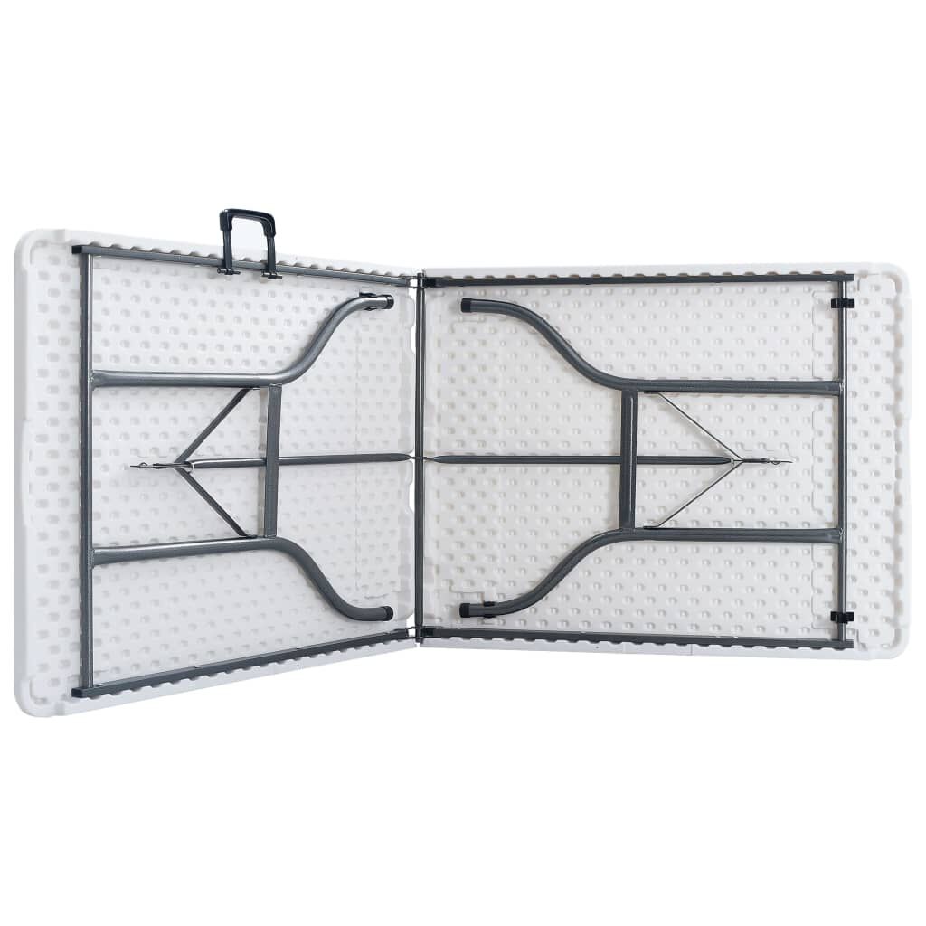 vidaXL Klappbarer Gartentisch mit 2 Bänken 180 cm Stahl und HDPE Weiß