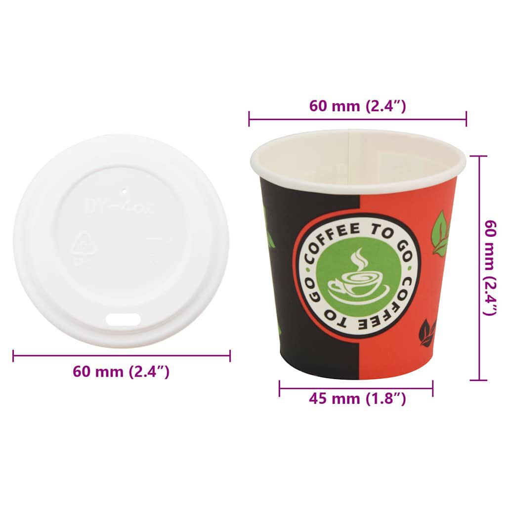 vidaXL Pappbecher mit Deckeln 1000 Stk. 4oz 120ml