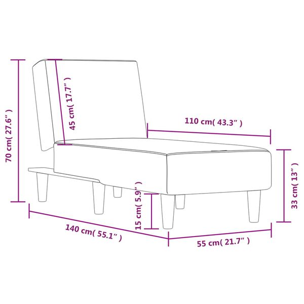 vidaXL Chaiselongue Dunkelgrau Stoff