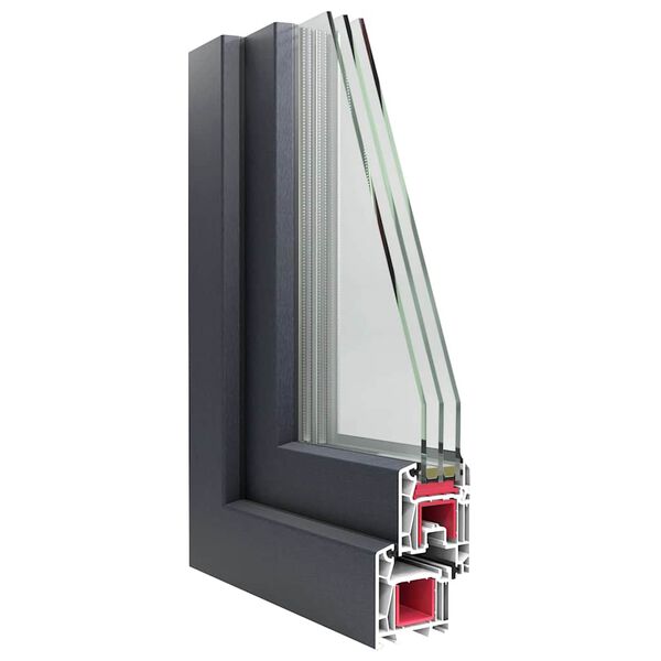 vidaXL Kellerfenster "RISOR" 50x50 cm Drehkipp DIN Links Anthrazit