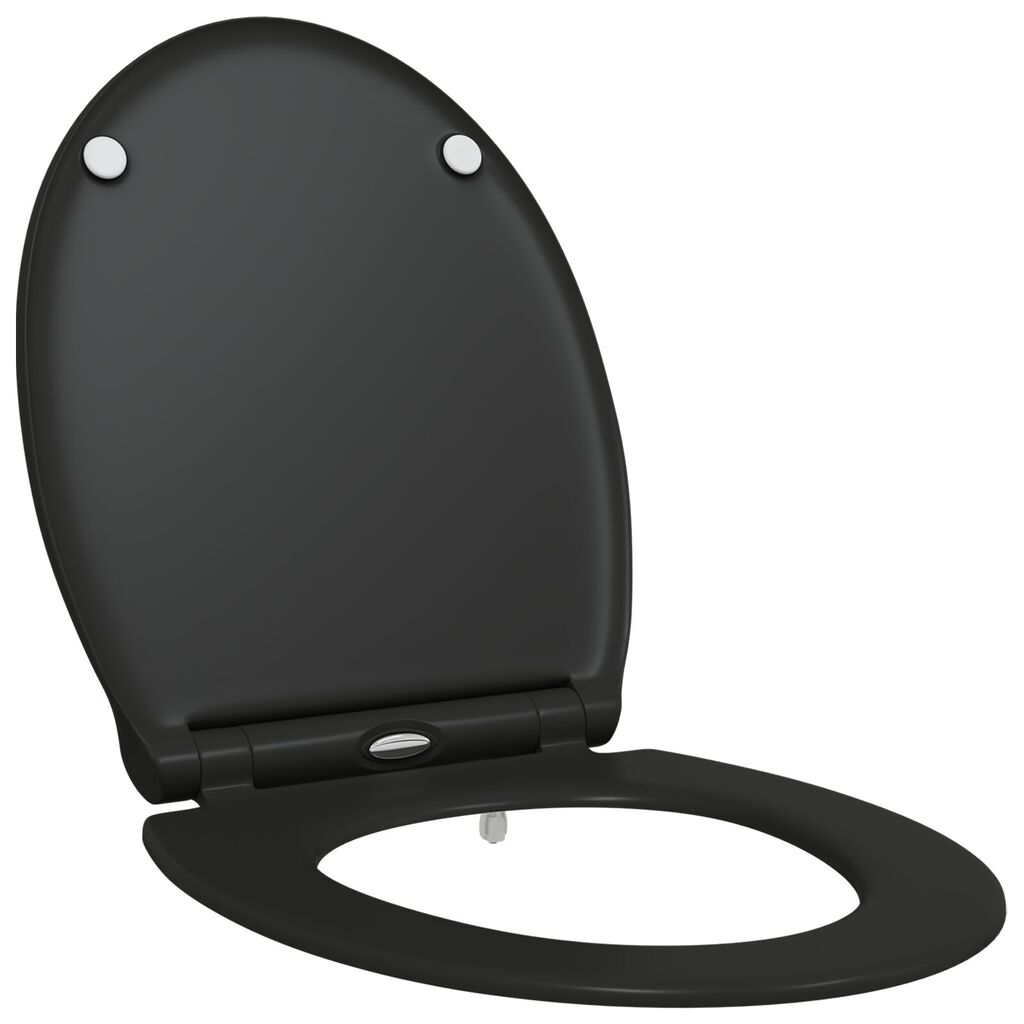 vidaXL Toilettensitz Quick Release Absenkautomatik Duroplast Schwarz