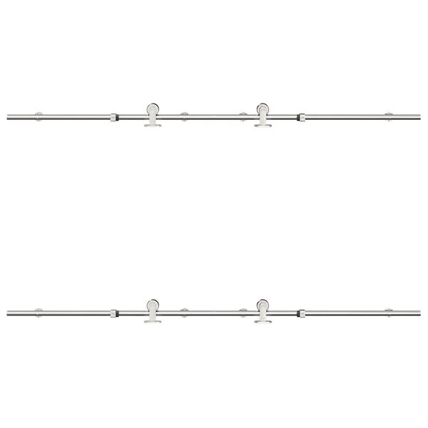 vidaXL Schiebetür-Beschlagsatz 183 cm Edelstahl Silbern