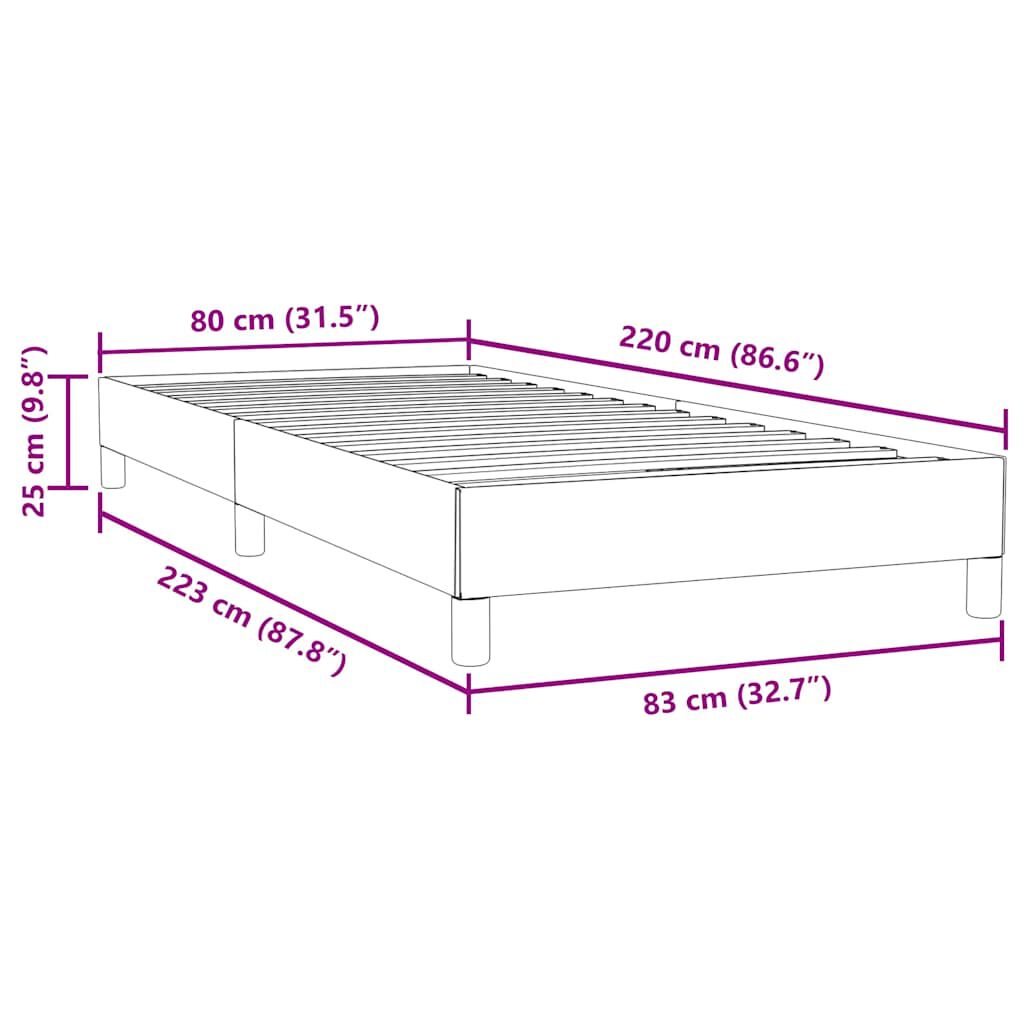 vidaXL Boxspringbett ohne Matratze Dunkelblau 80x220 cm Samt