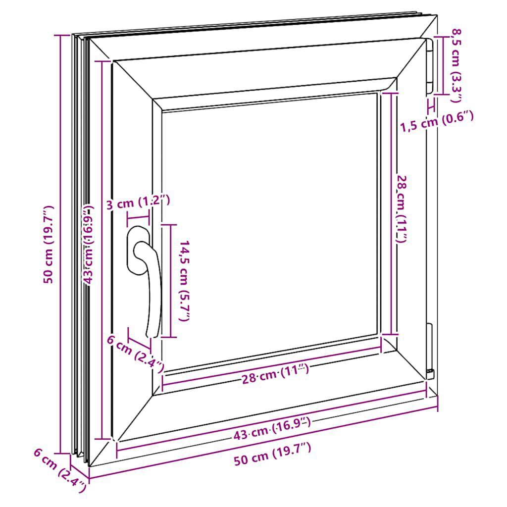 vidaXL Kellerfenster "RISOR" 50x50 cm Drehkipp DIN Rechts Anthrazit
