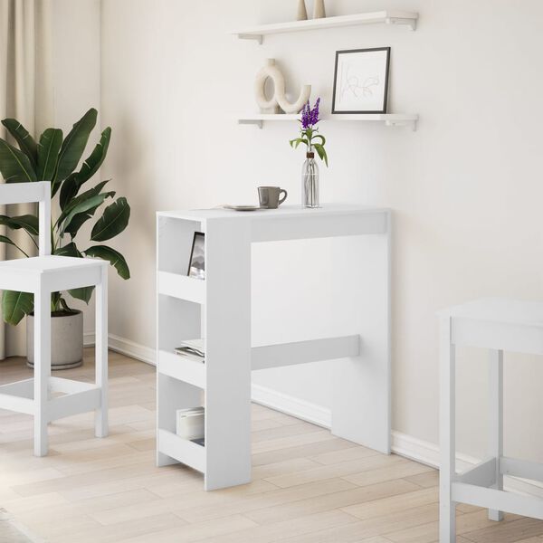 vidaXL Bartisch mit Regal Weiß 90x40x103,5 cm Holzwerkstoff