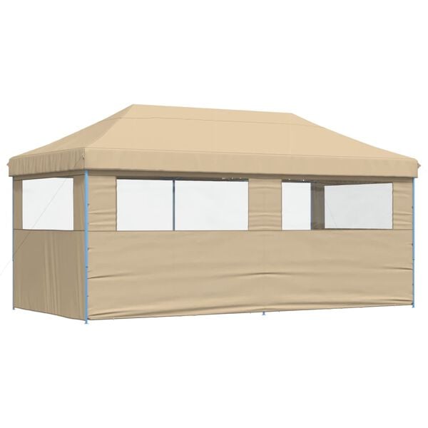 vidaXL Partyzelt Faltbar Pop-Up mit 3 Seitenteilen Beige