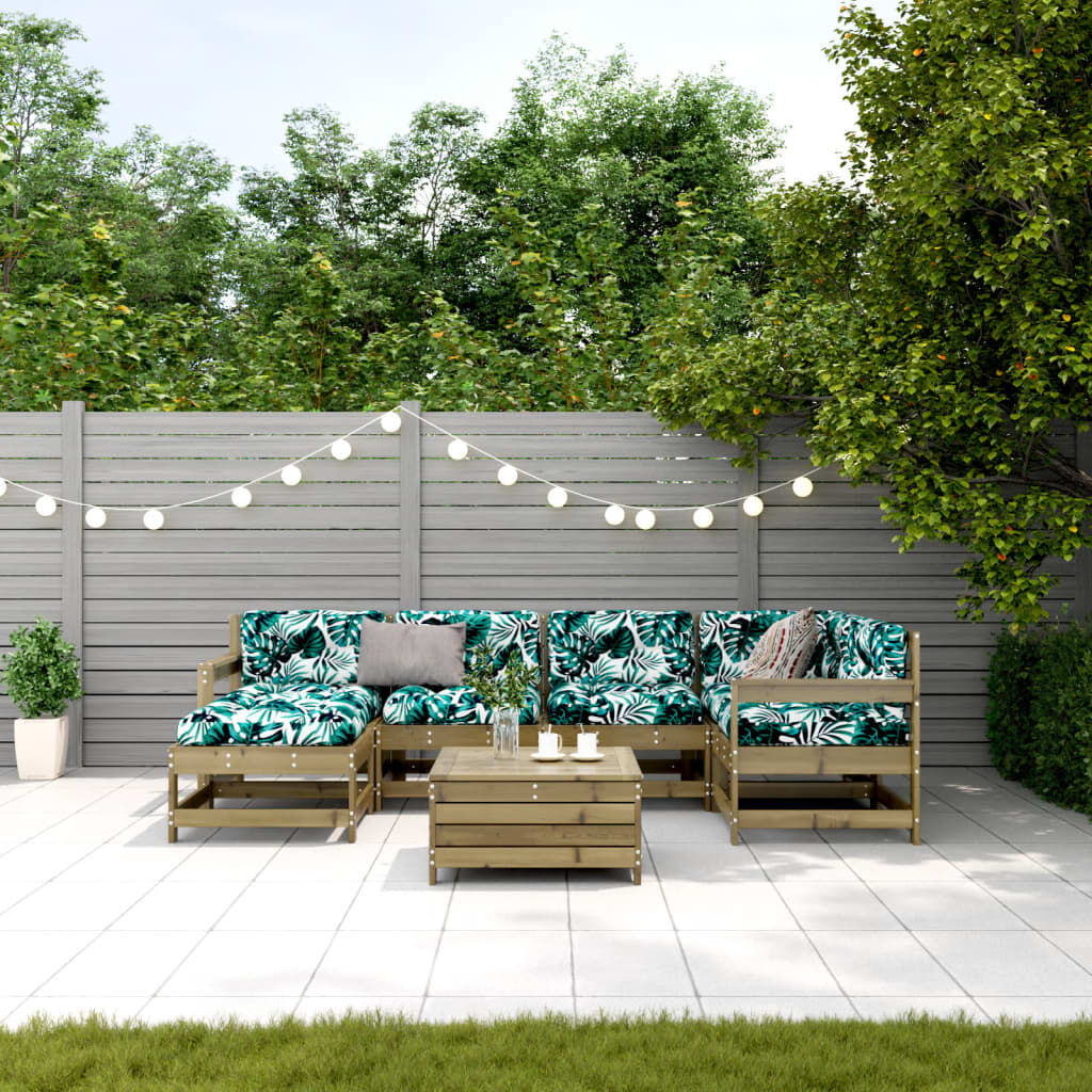 vidaXL 7-tlg. Garten-Lounge-Set mit Kissen Imprägniertes Kiefernholz