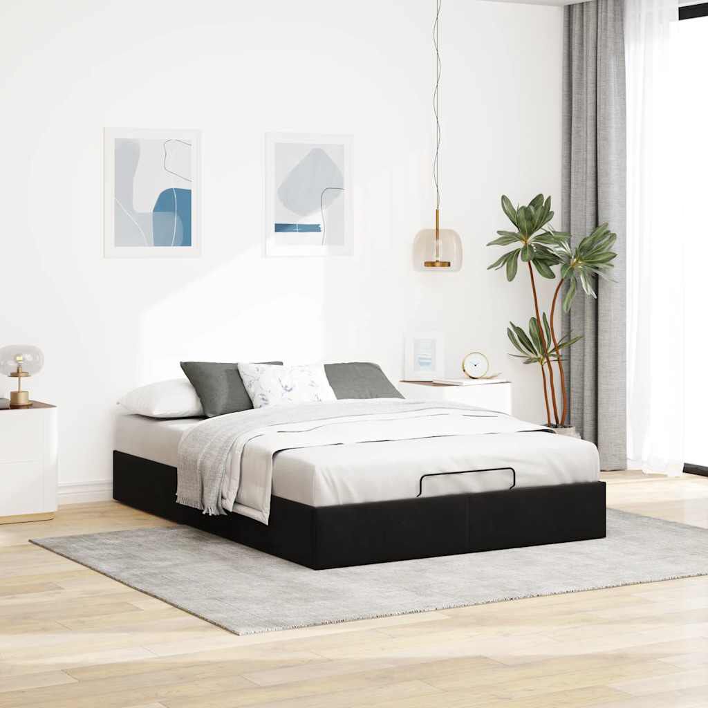 vidaXL Ottoman-Bett ohne Matratze Schwarz 140x200 cm Samt