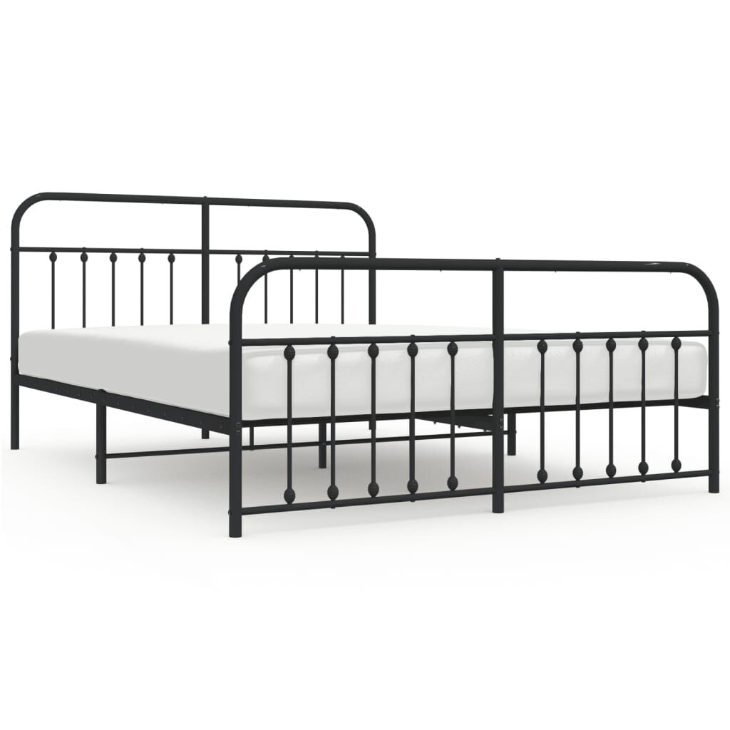 vidaXL Metallbett ohne Matratze mit Fußteil Schwarz 180x200 cm