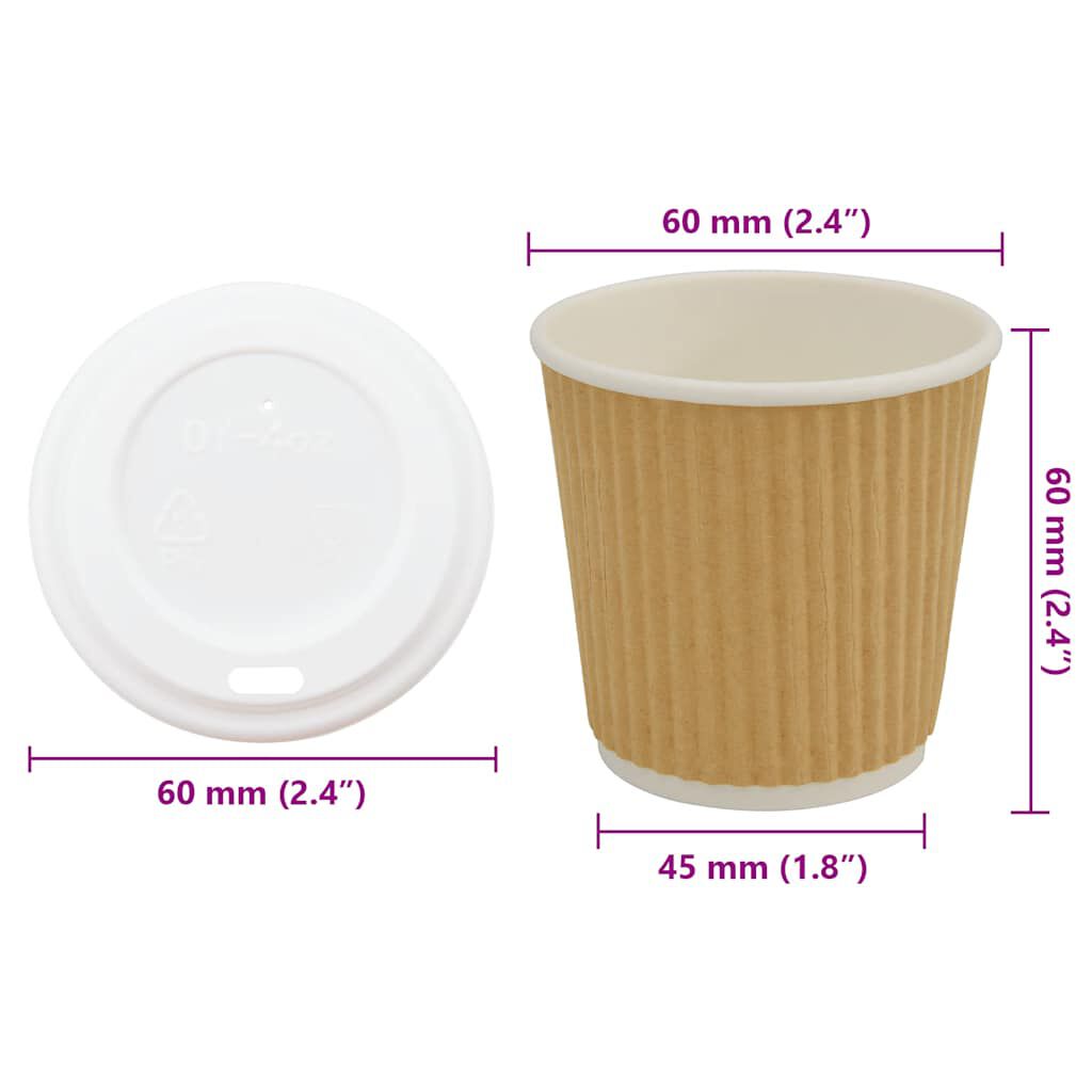 vidaXL Pappbecher mit Deckeln 1000 Stk. 4oz 100ml